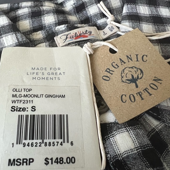 NEW - Faherty Olli Top in Moonlit Gingham - Picture 4 of 4